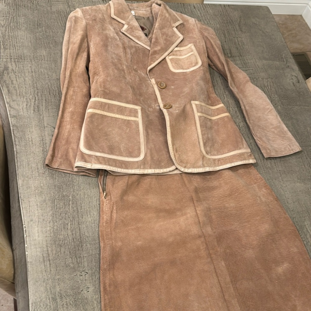 Vintage 3 piece suede suit DE FOXXY COLUMBUS size XS/S 7/8 tag